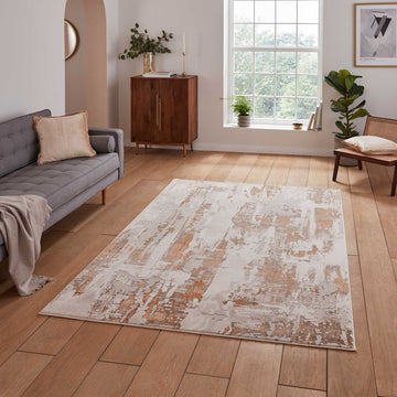Apollo GR579 Modern Abstract Distressed Metallic Shimmer High-Density Textured Low Profile Short-Pile Beige/Grey/Bronze/Terra/Brown/Cream Rug-Think Rugs-Rug Love - The Most Loved Rug Store